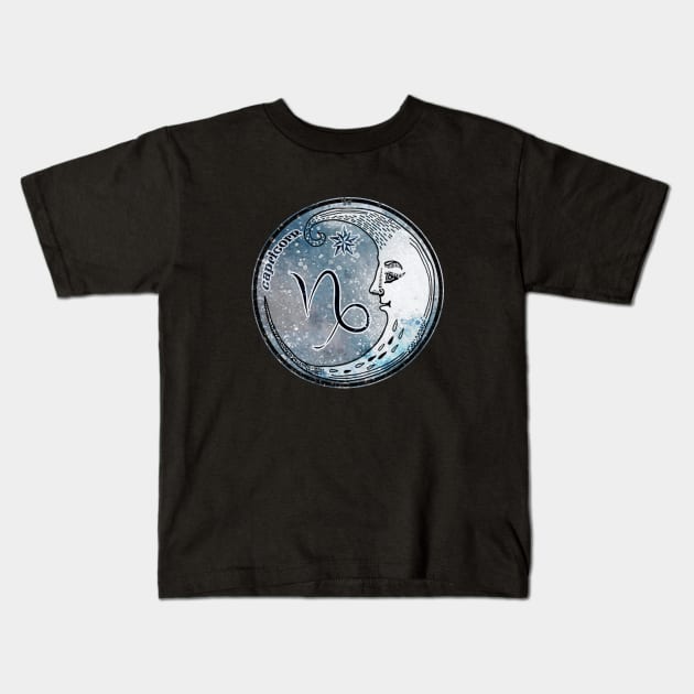 Capricorn Moon Sign Astrology Zodiac Symbol Gift Kids T-Shirt by graphicbombdesigns